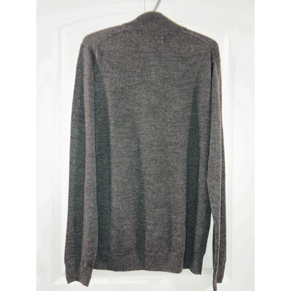 Men’s Medium Sweater 100% Wool Quarter 1/4 Zip Gray‎ Fast Shipping! BRAND NEW